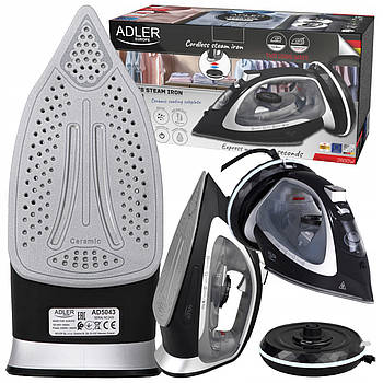 Парова праска Adler AD 5043 — 2800 Вт, бездротова/дротова, керамічна підошва, вертикальне відпарювання