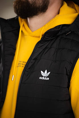 Чоловіча жилетка Adidas весняна осінка безрукавка з капюшоном чорна спортивна на хлопця M, фото 5