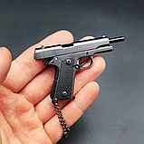 Брелок розбірний пістолет Антистрес COLT 1911 CLASSIC сірий іграшка з металу 1:3 фіджет EDC, фото 3