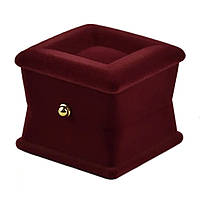 Футляр-шкатулка бордовий оксамит для ювелірних виробів квадратний під кільце або прикрашання розмір 4.5х5.5х5 см