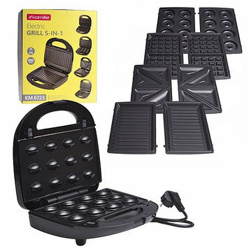 Мультипекар електричний гриль Kamille KM-6723 ліщина бутербродниця антипригарне покриття