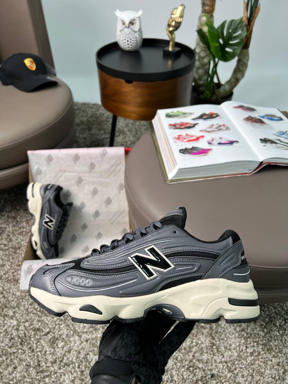 Чоловічі кросівки шкіра текстиль New Balance 1000 Dark Grey Black, кеди Нью Беланс весна осінь. Чоловіче взуття