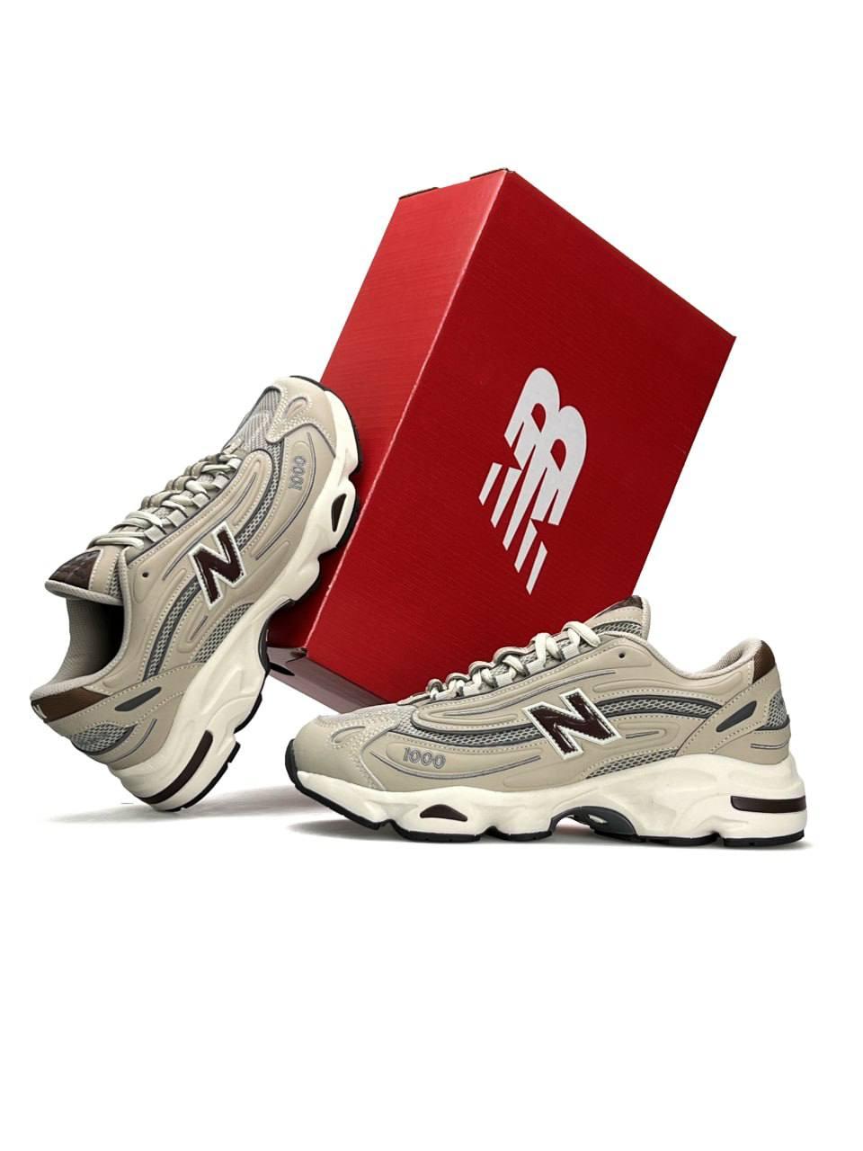 Чоловічі кросівки шкіра текстиль New Balance 1000 Beige Brown, кеди Нью Беланс весна осінь. Чоловіче взуття