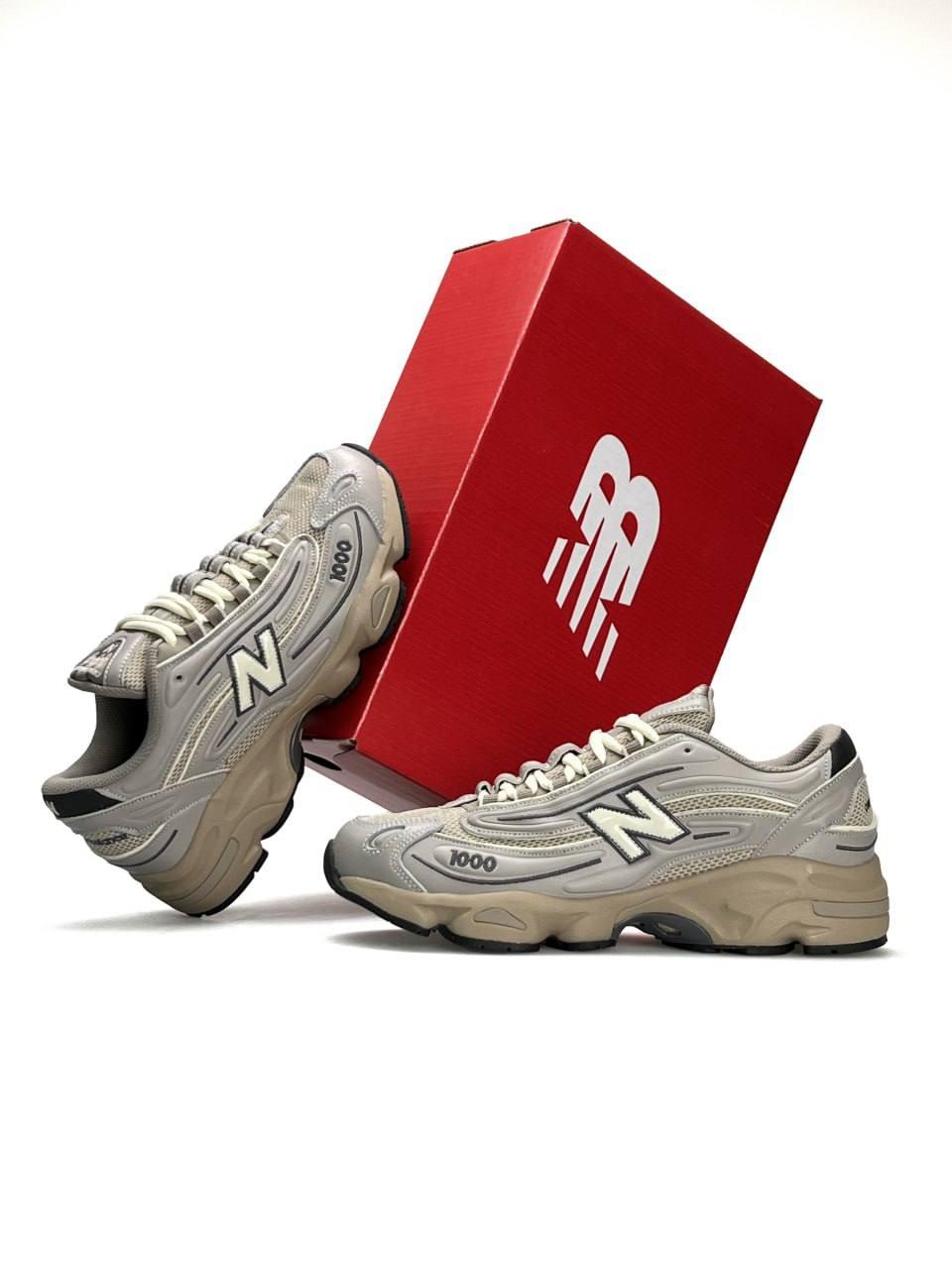 Чоловічі кросівки шкіра текстиль New Balance 1000 Light Grey Beige, кеди Нью Беланс весна осінь. Чоловіче взуття