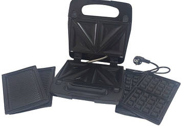 Бутербродниця вафельниця Kamille KM-6724 - мультимейкер 3 в 1 для гриля та шаурми