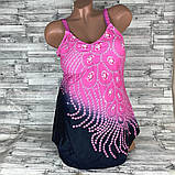 Купальник-сукня жіноча роздільна танкіні великий розмір 4XL 54 рожевий, фото 2