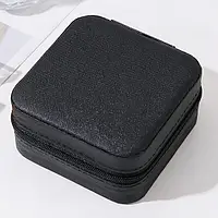 Органайзер бокс для ювелірних прикрас квадратний у чорному кольорі з екошкіри розмір 10х5х10 см