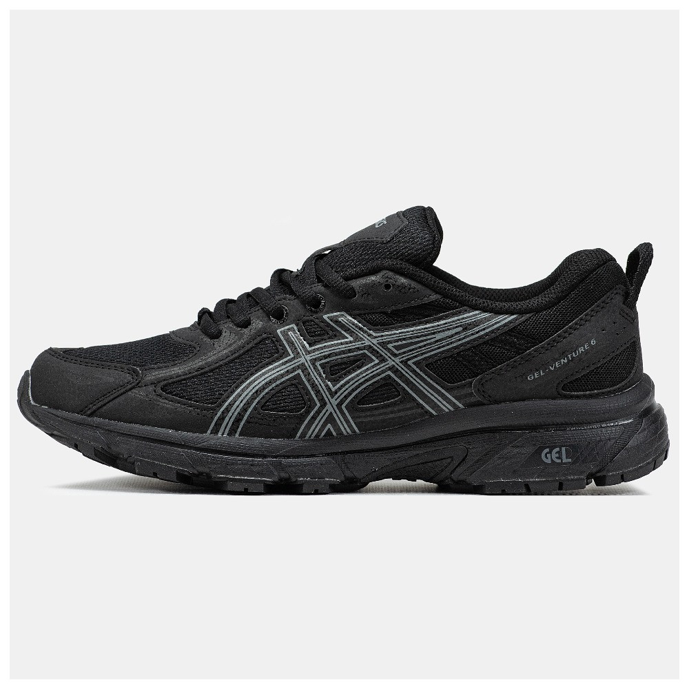 Чоловічі кросівки Asics Gel-Venture 6 Black Grey, чорні шкіряні кросівки асікс гель вентуре 6