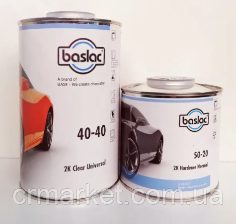 Лак акриловий 40-40 2К HS/MS 1л + затв стандарт 50-20 0,5л, BASLAC, фото 1