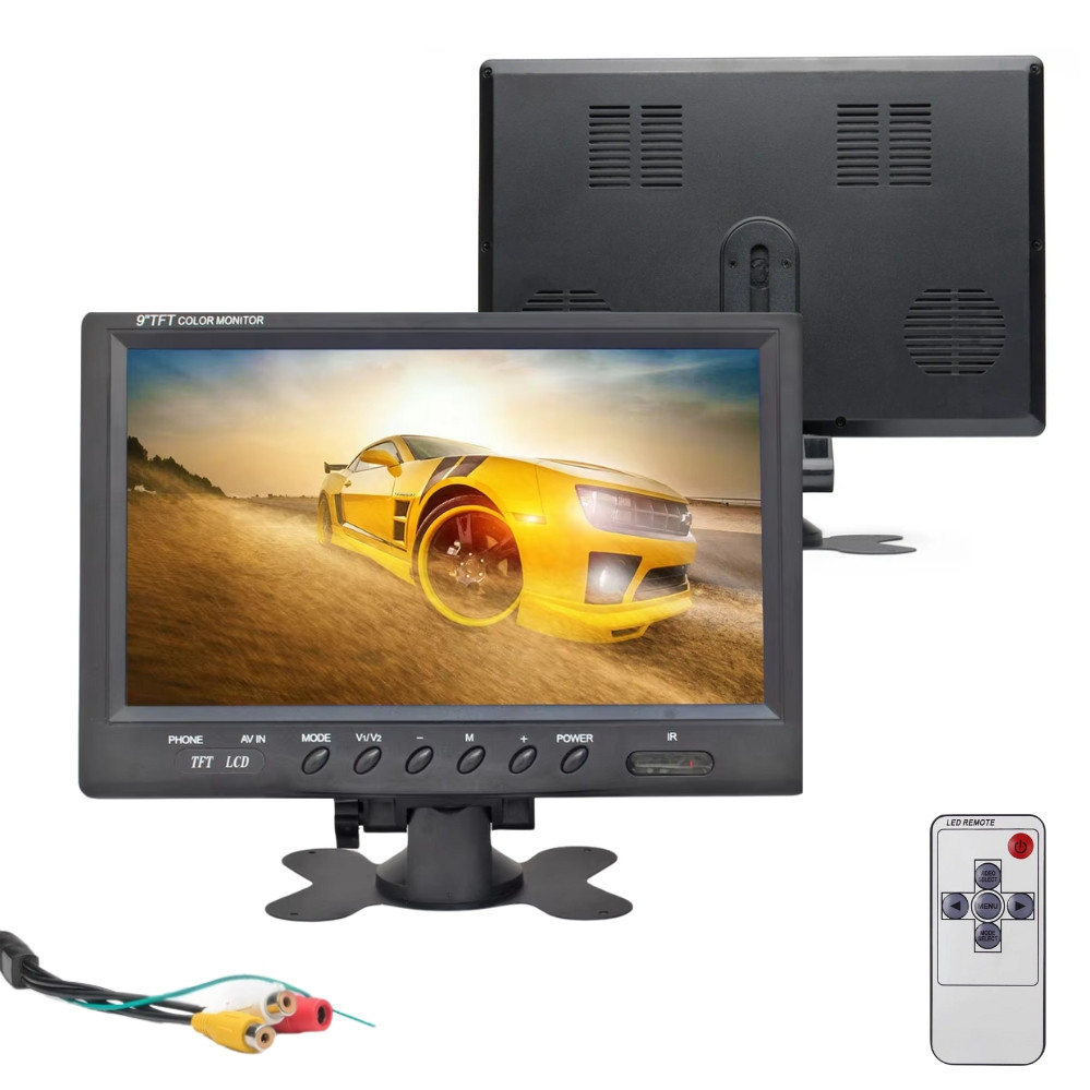 Монітор TFT LCD для камери заднього виду з пультом кольоровий автомобільний екран 9" DC 12V/24V
