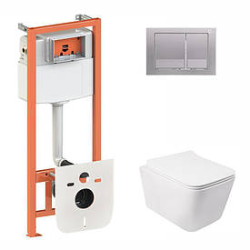 Комплект підвісний унітаз Qtap Crow Rimless + інсталяція Nest 4 в 1