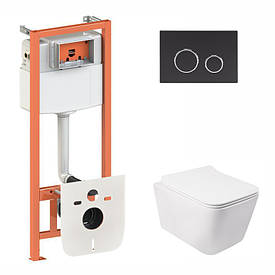 Комплект підвісний унітаз Qtap Crow Rimless + інсталяція Nest 4 в 1 (кругла