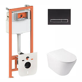 Комплект підвісний унітаз Qtap Swan Rimless + інсталяція Nest 4 в 1