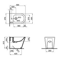 Біде підлогове Qtap Stork/Swan 560х360х410 White QT15443378W, фото 3