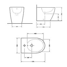 Біде підлогове Qtap Robin 565x360x405 Matt black QT13442141CMB, фото 3