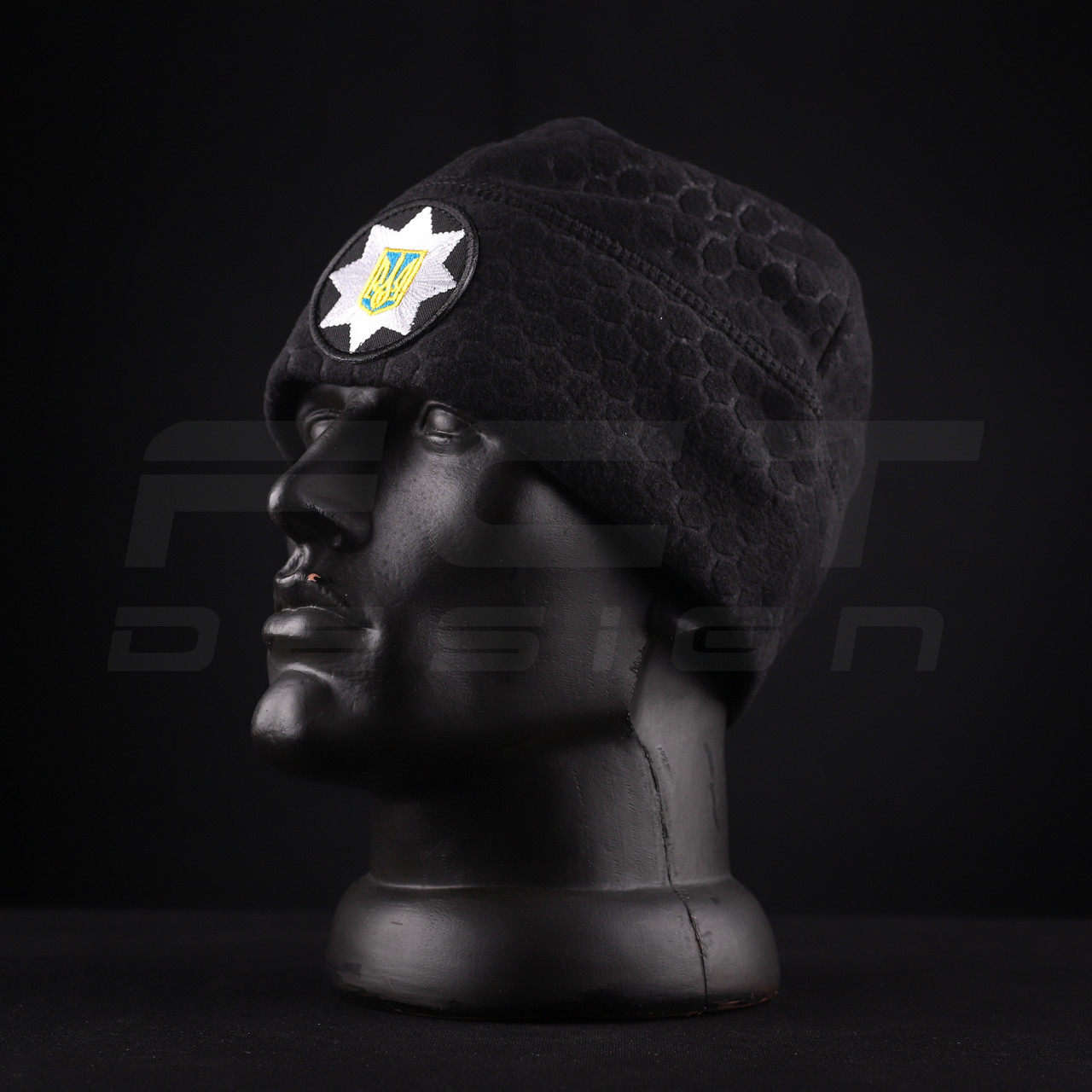 Шапка флісова соти Гексагон Поліції з кокардою Чорна