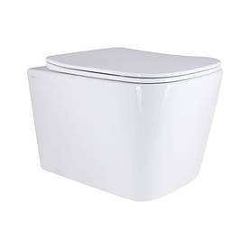 Унітаз підвісний Qtap Tern Ultra Quiet безобідковий з сидінням Soft-close WHITE QT17332303AW