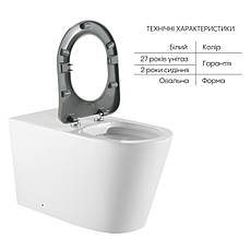 Унітаз підлоговий Qtap Freedom інклюзивний безбачковий Rimless безобідковий з сидінням Soft-close WHITE, фото 4