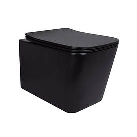 Унітаз підвісний Qtap Tern New Ultra Quiet безобідковий з сидінням Soft-close MATT BLACK QT17332303ASMB