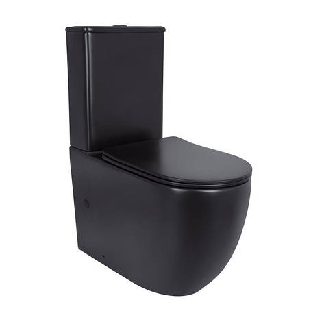 Унітаз підлоговий Qtap Robin Ultra Quiet безобідковий з сидінням Soft-close MATT BLACK QT13226083AMB, фото 1