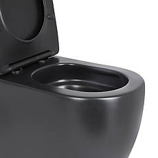 Унітаз підлоговий Qtap Robin Ultra Quiet безобідковий з сидінням Soft-close MATT BLACK QT13226083AMB, фото 5