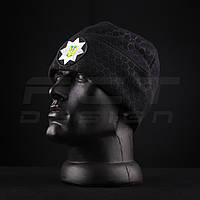 Шапка флісова соти Гексагон Поліції з кокардою Чорна