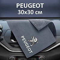 Флісовий рушник для авто з логотипом Peugeot 30х30 см