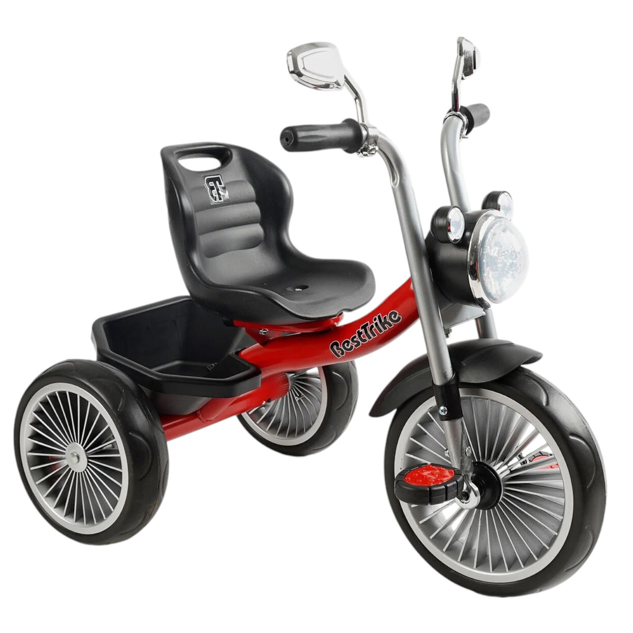 Велосипед триколісний дитячий (колеса EVA, українське озвучення, фара, кошик) Best Trike BS-69116 Червоний, фото 1