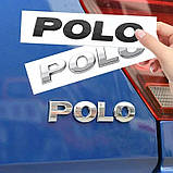 Емблема напис POLO для Volkswagen (2002-2020р) ХРОМ 130х23 мм (на скотчі) 6R0853687A739, фото 3