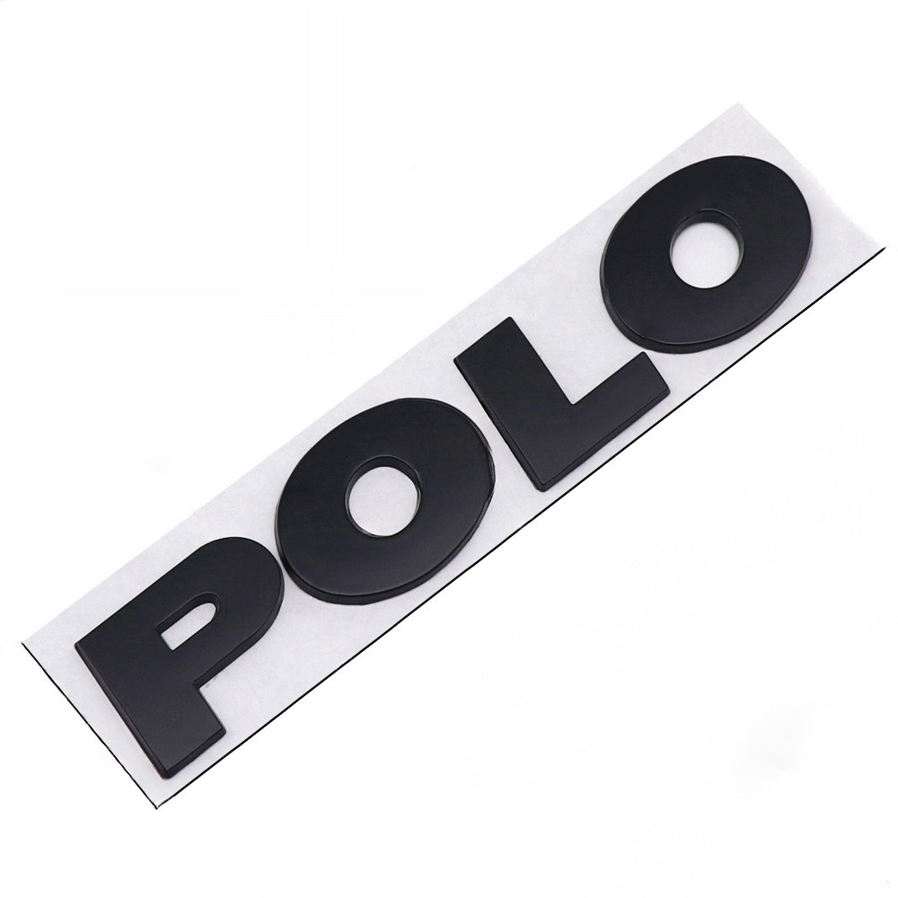 Емблема напис POLO для Volkswagen (2002-2020г) ЧОРНИЙ МАТОВИЙ 130х23 мм (на скотчі) 6R0853687A739, фото 1