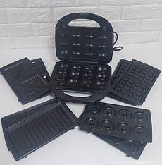 Мультипекар електричний гриль ліщина бутербродниця антипригарне покриття Kamille KM-6723