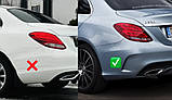 Задний диффузор с насадками Silver (Дизайн С63 2018-2021) для Mercedes C-сlass W205, фото 3
