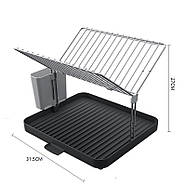 Двоярусна сушарка для посуду з нержавіючої сталі з піддоном RD-1815, фото 10