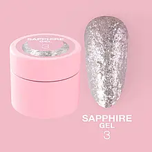 Гель із блискітками LunaMoon Sapphire Gel №3 для дизайну нігтів (5 мл)