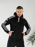 Спортивный костюм Adidas весна осень мужской демисезонный спорт костюм Адидас с капюшоном черный fms