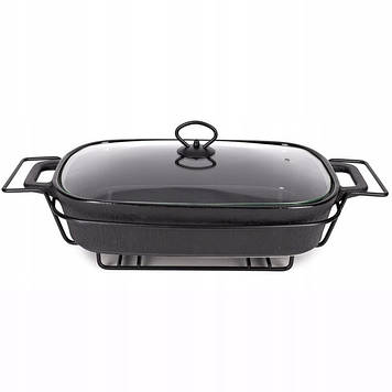 Марміт керамічний Kamille KM-6429 прямокутний 3,5 л зі скляною кришкою на підставці