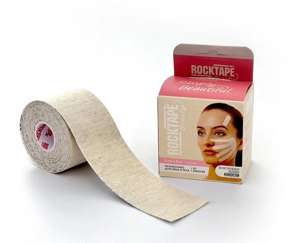 Кінезіотейп для обличчя RockTape Beauty Hemp (CША) Натуральний