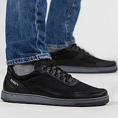 Кросівки чоловічі чорні з прошитою підошвою (ЛК 50 п)