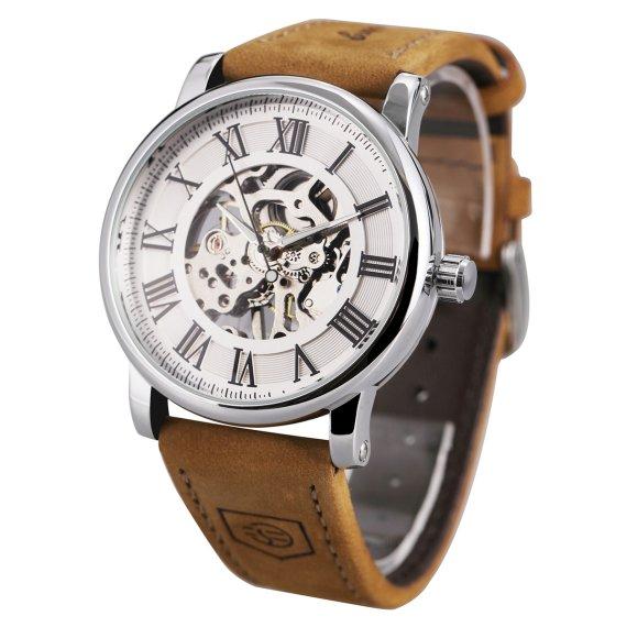 Чоловічий наручний годинник Forsining Vintage Pro (Коричневий), фото 1