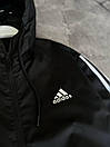 Вітровка куртка чоловіча демісезонна чорна з капюшоном Adidas (Адідас), фото 2