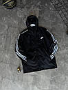 Вітровка куртка чоловіча демісезонна чорна з капюшоном Adidas (Адідас), фото 6