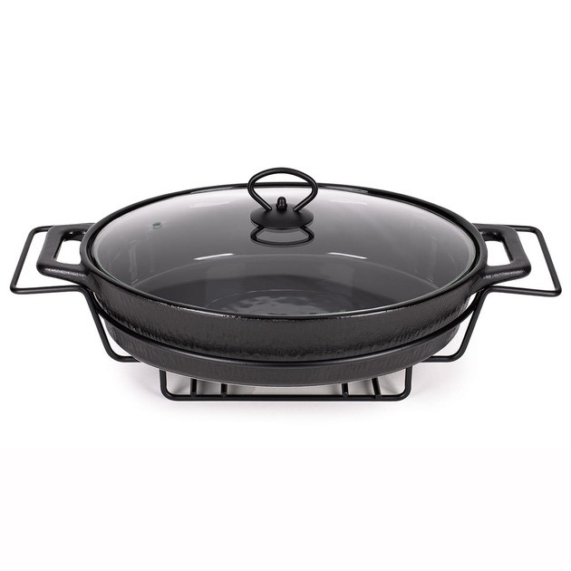 Мармит Kamille керамический 3,5л со стеклянной крышкой и металлической подставкой KM-6430, фото 1