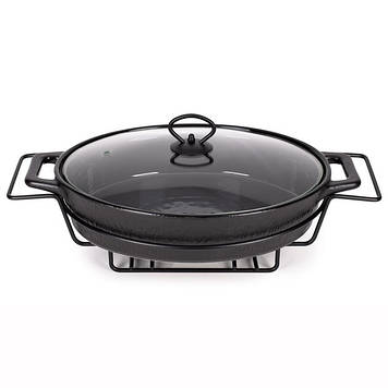 Мармит Kamille керамический 3,5л со стеклянной крышкой и металлической подставкой KM-6430