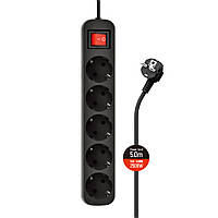 Мережевий фільтр 5.0м СolorWay 5 розеток (CW-PSEA55BK)