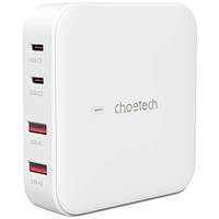 Зарядний пристрій 4xUSB 100W GaN (2хUSB-C+2хUSB-A) Desktop Charger Choetech (PD8008-EU-WH)