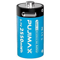 Акумулятор Pujimax CR123A (CR123, 16340) 3.7V з зарядкою TYPE-C, Blue, фото 2