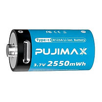 Акумулятор Pujimax CR123A (CR123, 16340) 3.7V з зарядкою TYPE-C, Blue, фото 4
