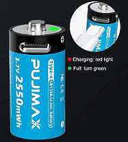 Акумулятор Pujimax CR123A (CR123, 16340) 3.7V з зарядкою TYPE-C, Blue, фото 5