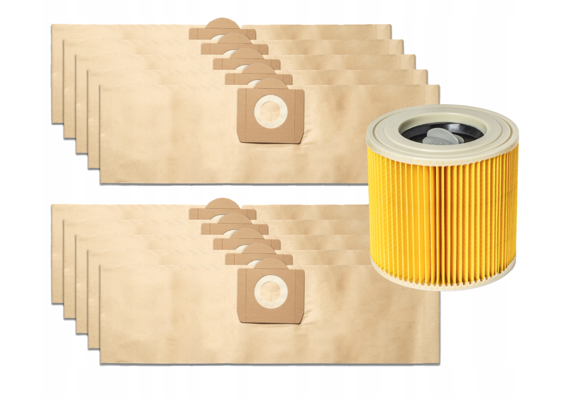 Мішки (10шт) та фільтр для пилососа Karcher WD2 Plus, WD3, MV3