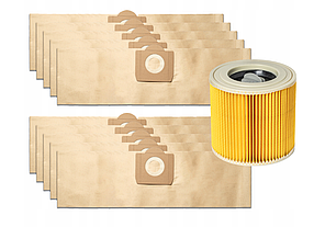 Мішки (10шт) та фільтр для пилососа Karcher WD2 Plus, WD3, MV3, фото 1